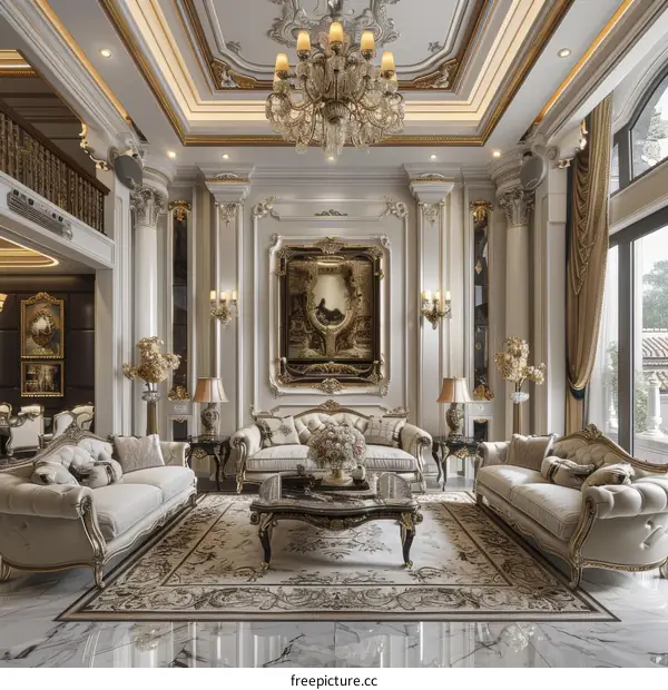 Luxurious Living Room with Ornate Details