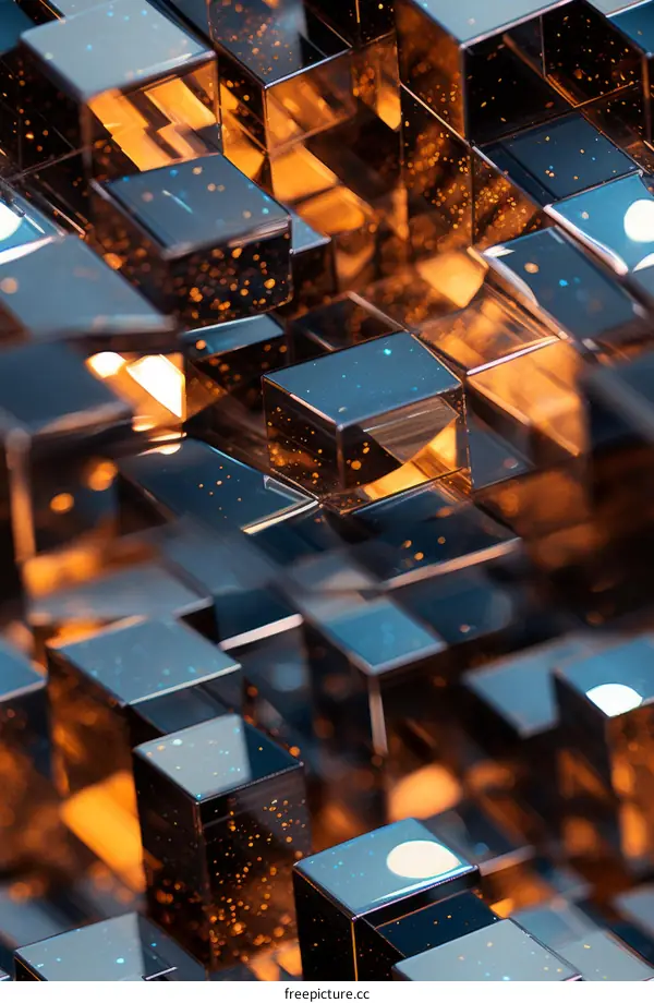 Blue and orange 3D cubes background