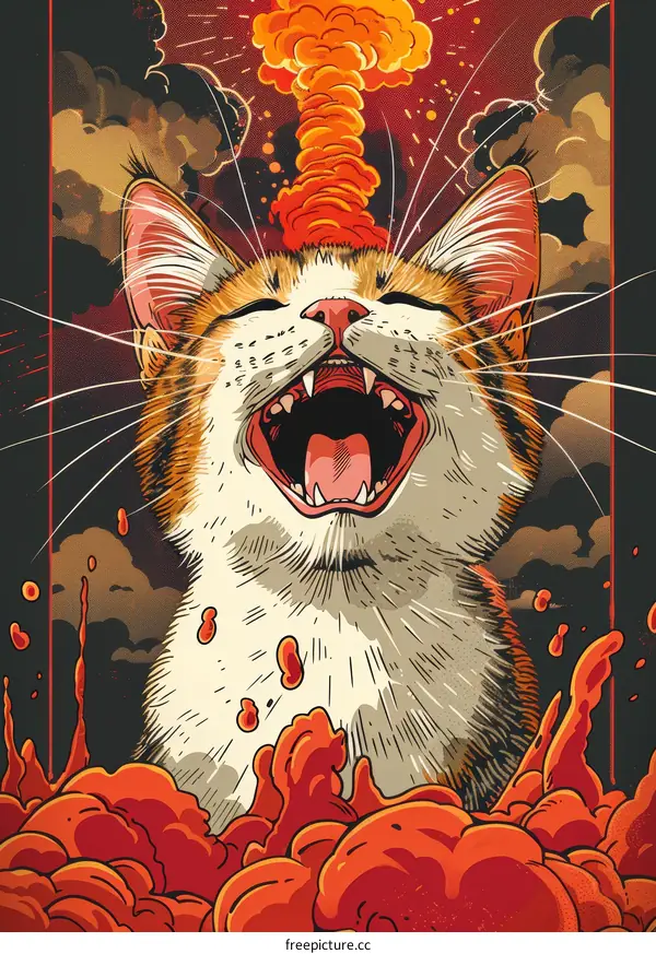 Cat with Atomic Bomb Explosion