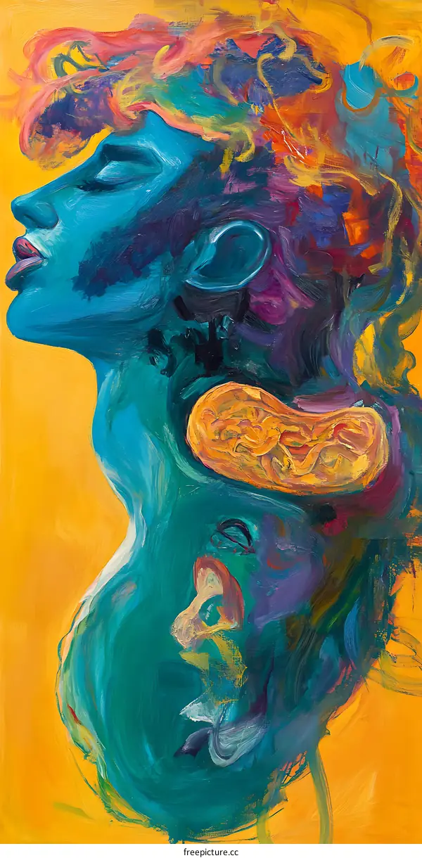 Abstract Portrait Painting with Colorful Strokes
