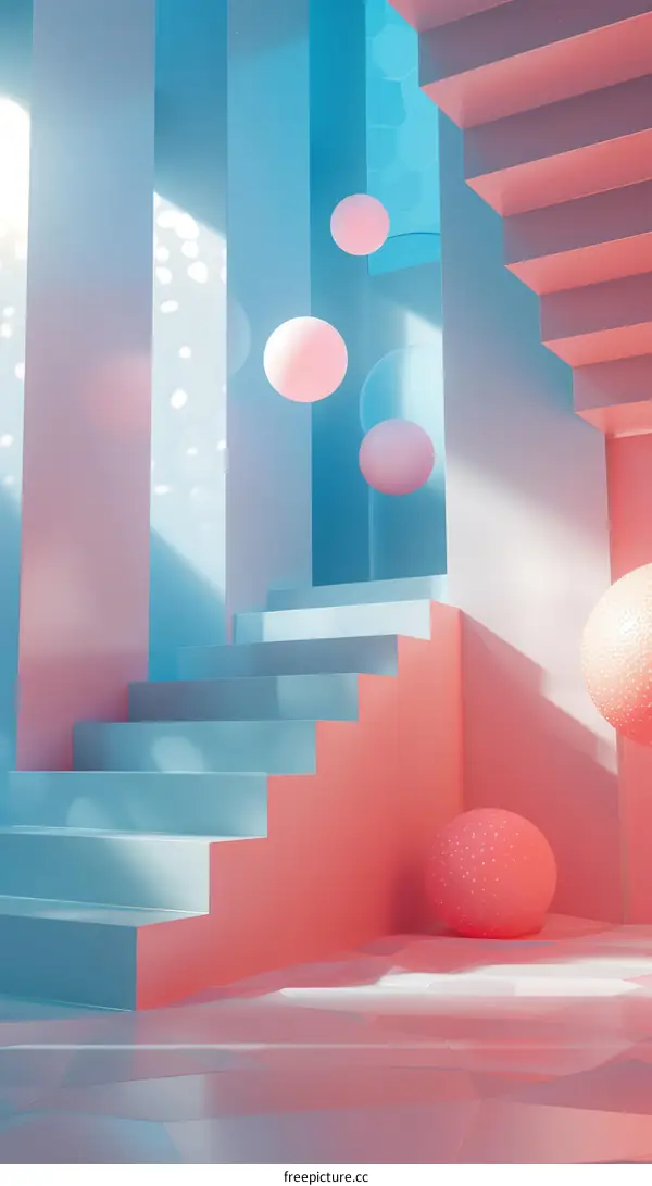 Pink and blue pastel color 3D rendered abstract background