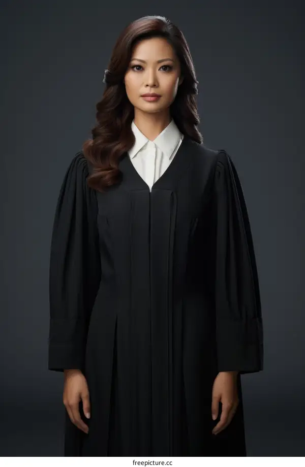 Portrait of a Filipina judge wearing a black robe