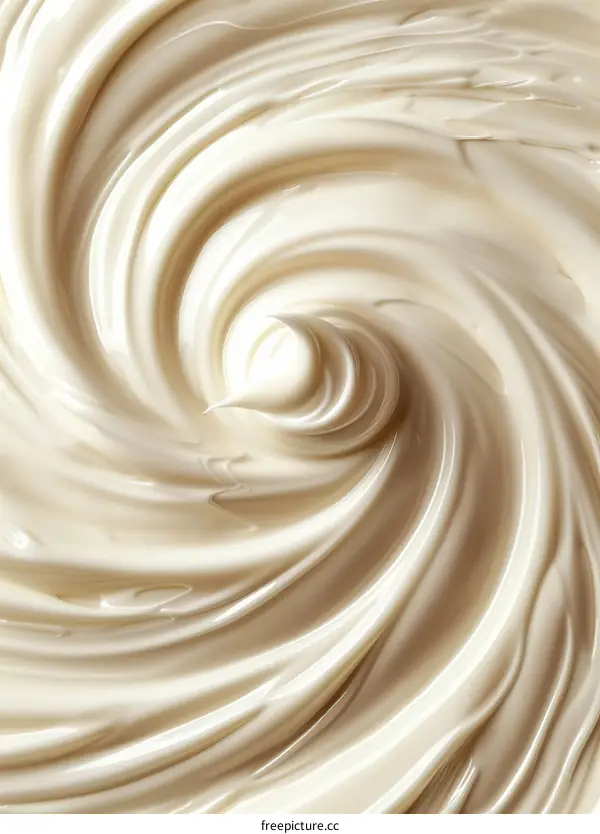 Close-up of a white creamy substance with a swirl pattern
