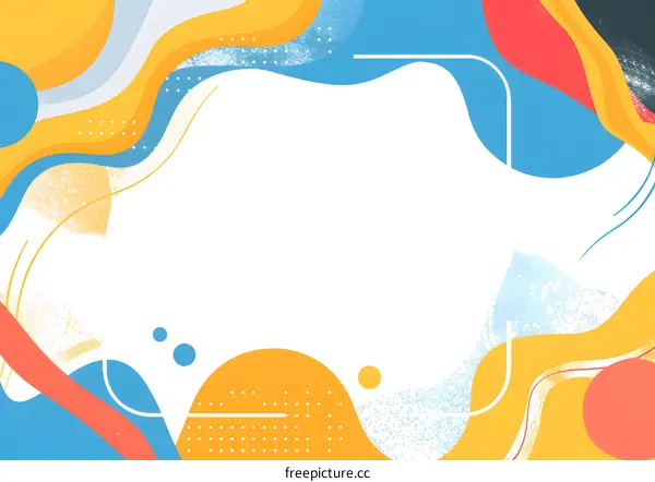 Abstract Colorful Background With Wavy Lines And Dots