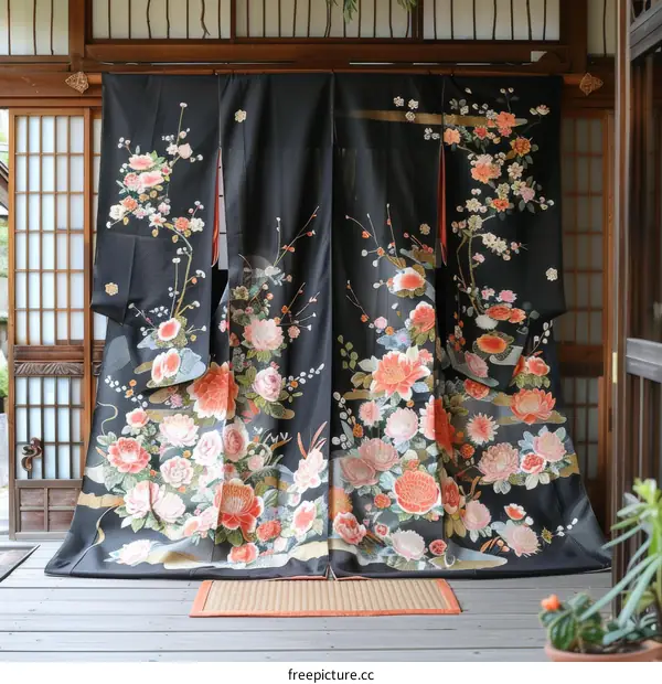 A kimono with a floral pattern