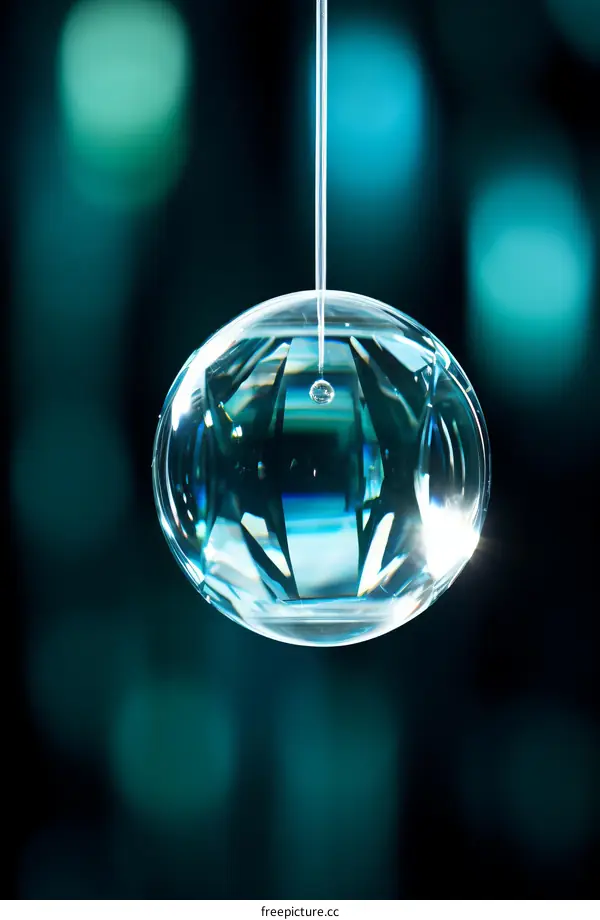Glass Sphere Suspended from a String with Background Blur