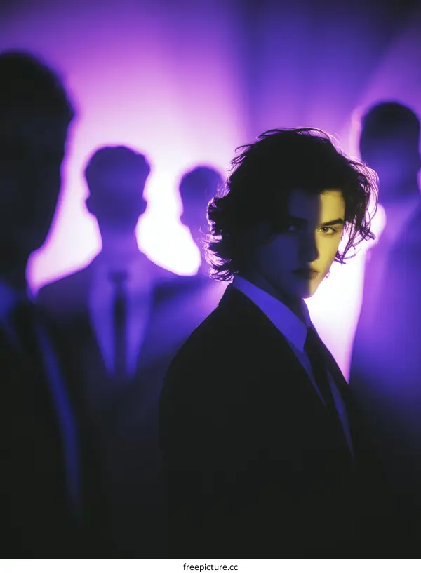 Stylish Group Portrait in Purple Light