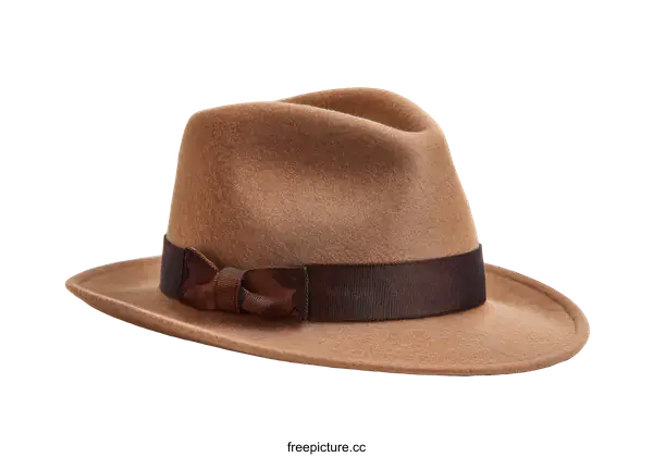 [Transparent Background PNG]Classic Brown Fedora Hat with Dark Ribbon