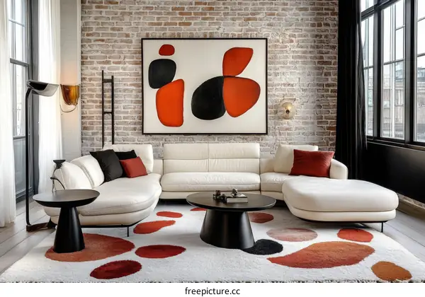 Modern Living Room Interior Design with Abstract Art