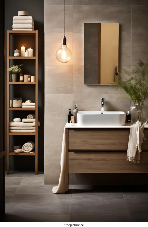 Bathroom interior with natural elements