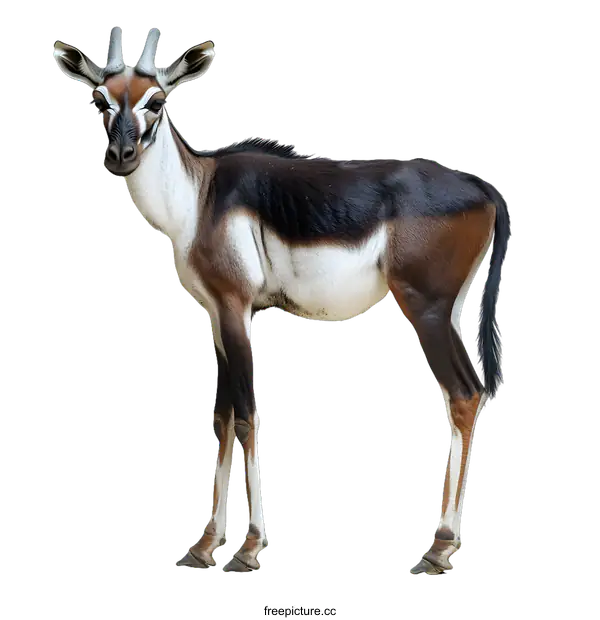 [Transparent Background PNG]Sable Antelope Standing On White Background