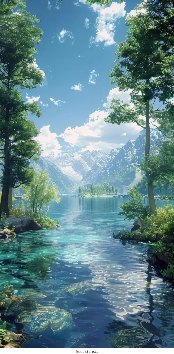 Majestic Tranquil Mountain Lake and Sky