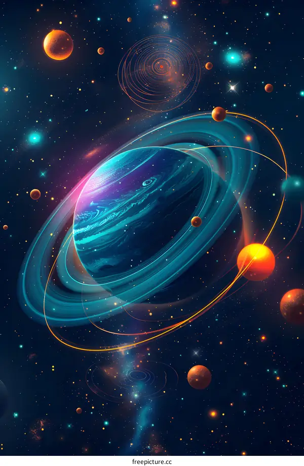 Blue Planet Saturn Rings