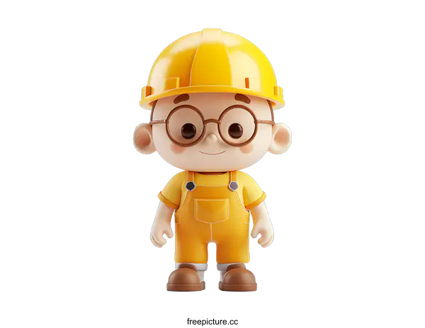 [Transparent Background PNG]Smiling Cartoon Construction Worker