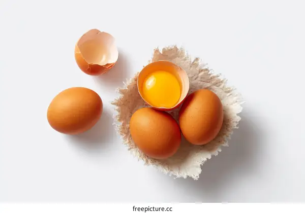 Fresh Brown Eggs in Nest-Like Arrangement