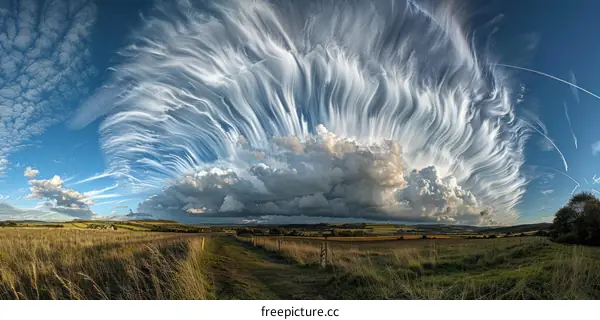 Cirrus and Cumulus Clouds over the English Countryside