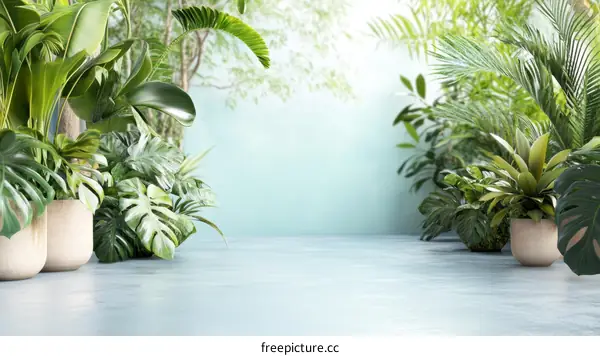 Tropical Plants Arrangement Indoor Scene