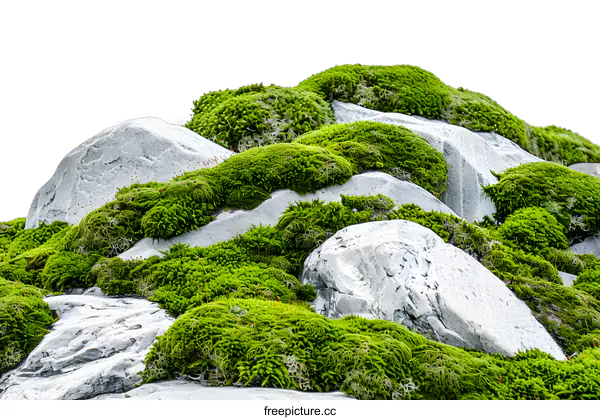 [Transparent Background PNG]Close Up of Moss Covered Rocks