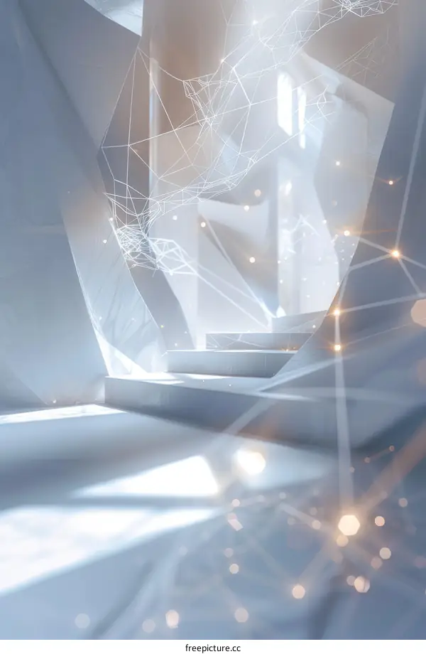 Glowing Grid Structure: Futuristic Sci-Fi Interior