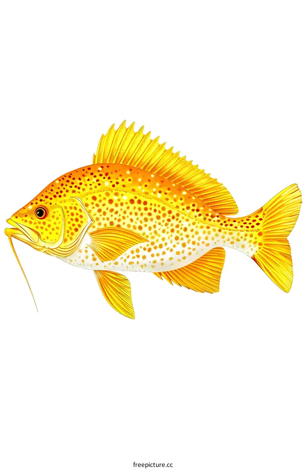 Golden Fish Illustration on White Background