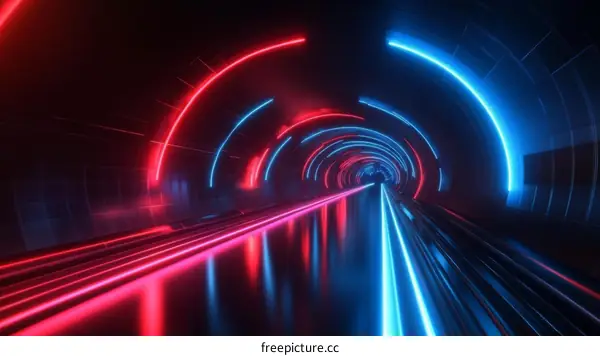 Neon Tunnel Abstract Futuristic Light