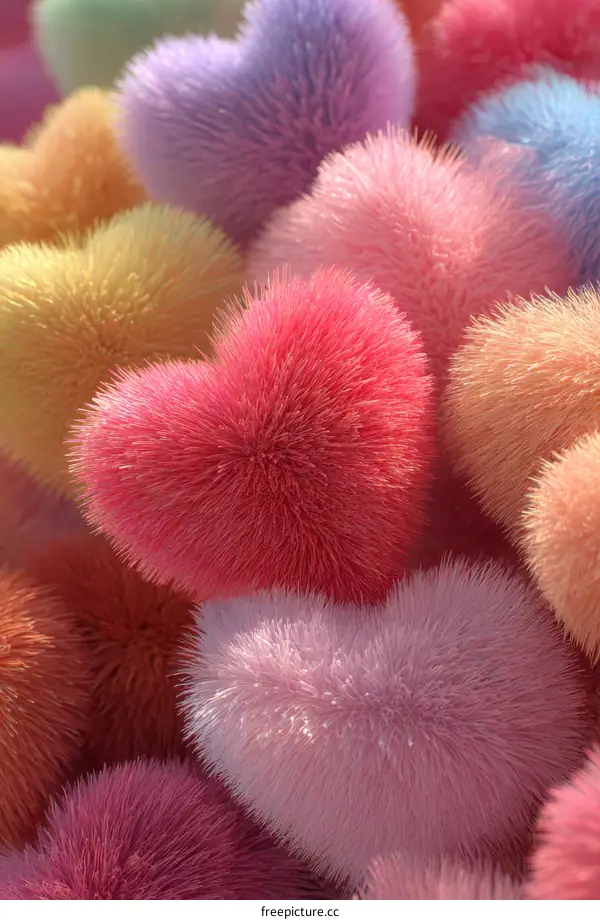 Colorful Fluffy Heart-Shaped Balls
