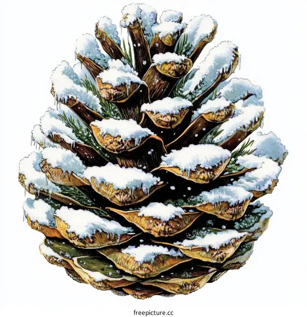 Winter Pine Cone Illustration