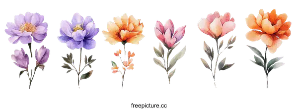 [Transparent Background PNG]Beautiful Watercolor Floral Illustration Collection