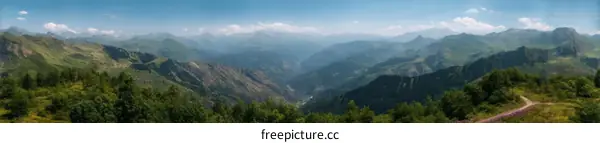 Panoramic Mountain View with Lush Forests