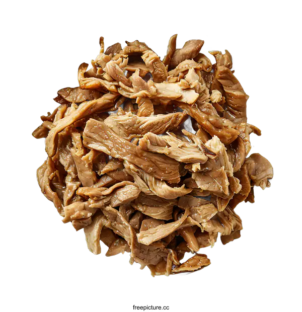 [Transparent Background PNG]Close-up of shredded barbecue beef in a white bowl