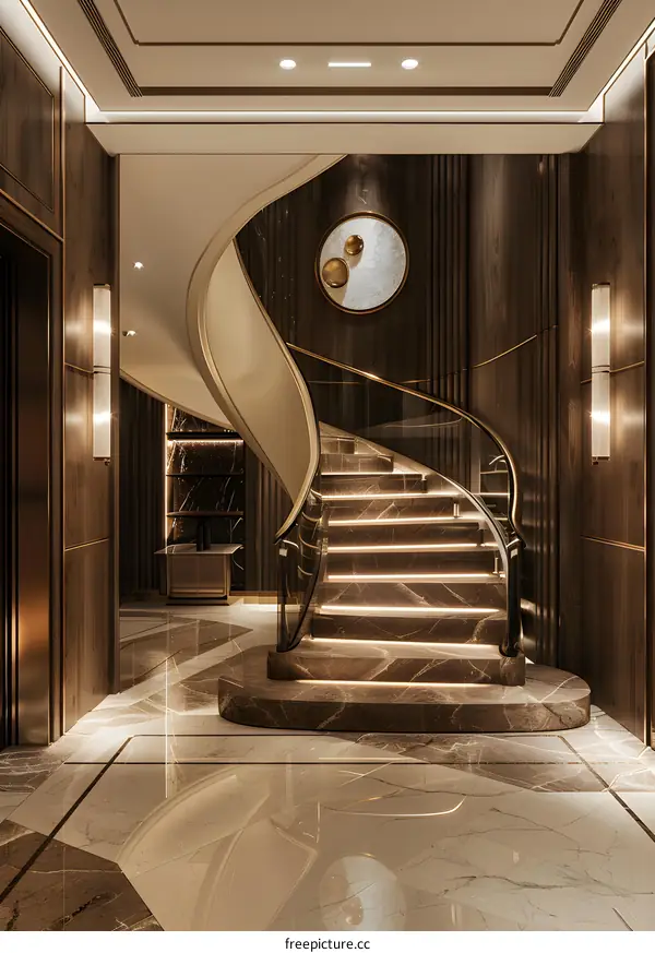 Modern Luxury Interior Design with Spiral Staircase