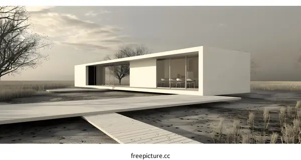 Modern Minimalist House Design with a Walkway
