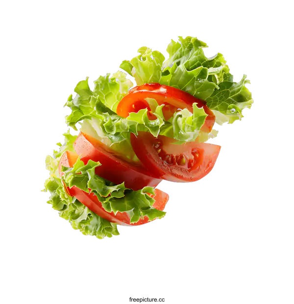 [Transparent Background PNG]Fresh lettuce and tomato slices