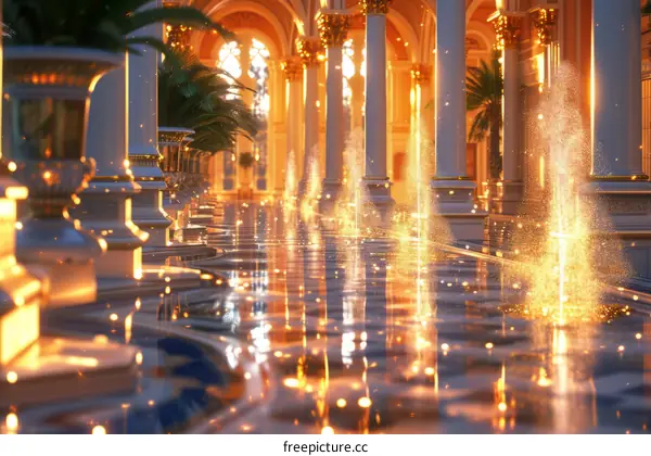 A Long and Glimmering Palace Hallway