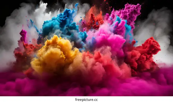 Colorful powder explosion on black background