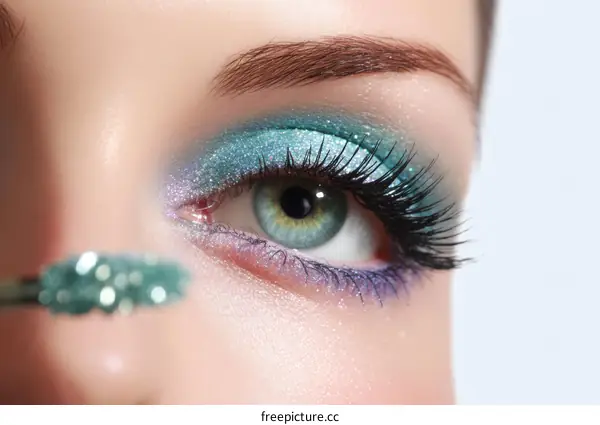 Close up of a womans eye with trendy makeup