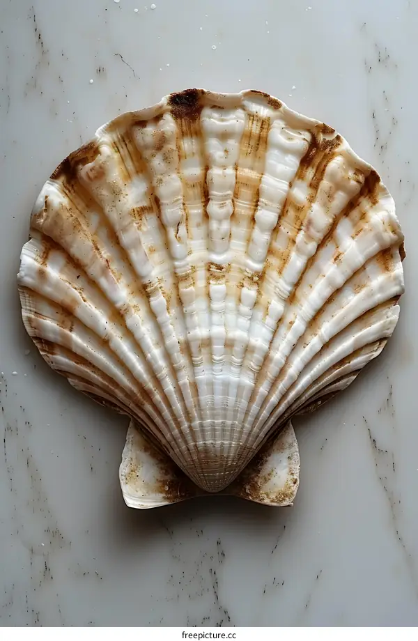 A beautiful seashell with intricate patterns and colors.