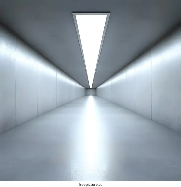 Empty Concrete Tunnel with Bright Light