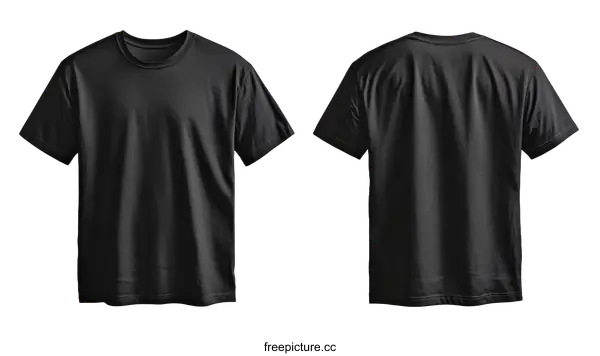 [Transparent Background PNG]Blank Black T-Shirt Front and Back View