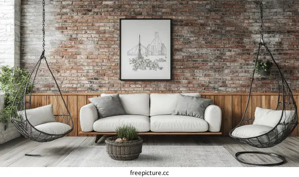 Modern Industrial Interior Design with Hanging Chair