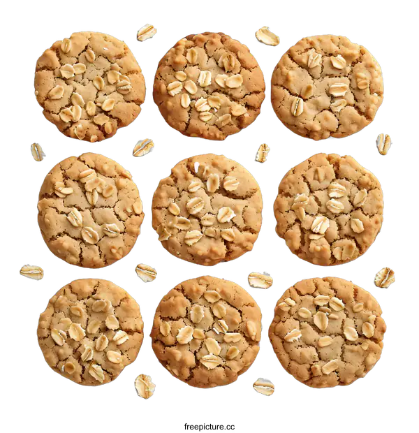 [Transparent Background PNG]Nine Oatmeal Cookies on White Background