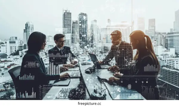 Business Collaboration in Modern Cityscape