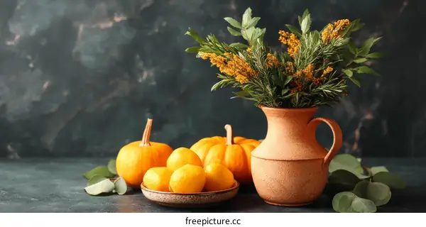 Autumnal Harvest Still Life Arrangement