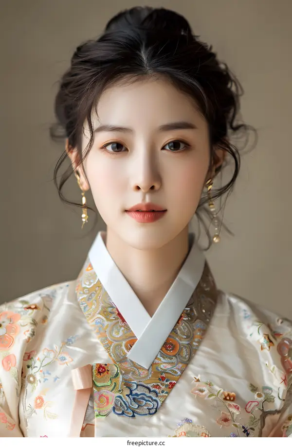 Portrait of a young woman in traditional Korean dress