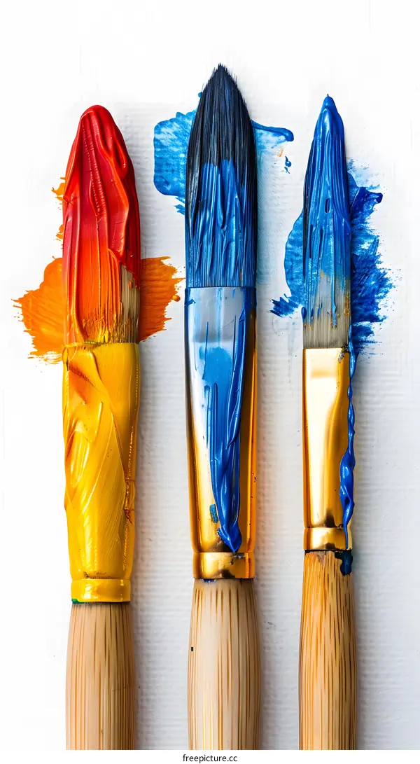 Colorful Paintbrushes on Canvas