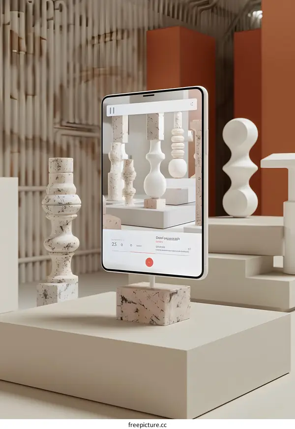 Abstract Stone Shapes 3D Rendering Design