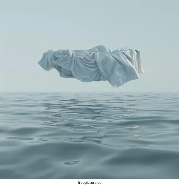 White cloth floating above the water surface