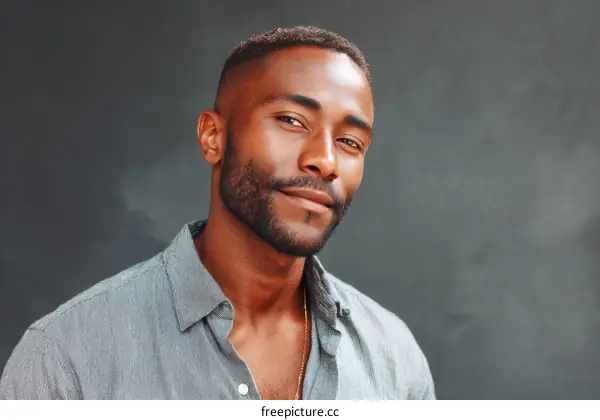 Close-up Portrait of a Dark-Skinned Man