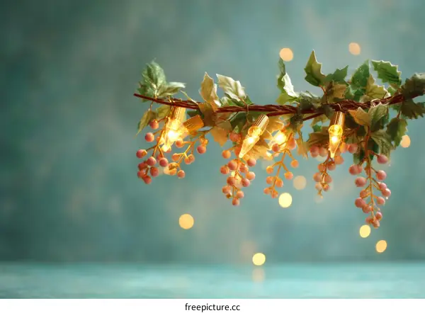 Warm Lights and Decorative Berries Garland