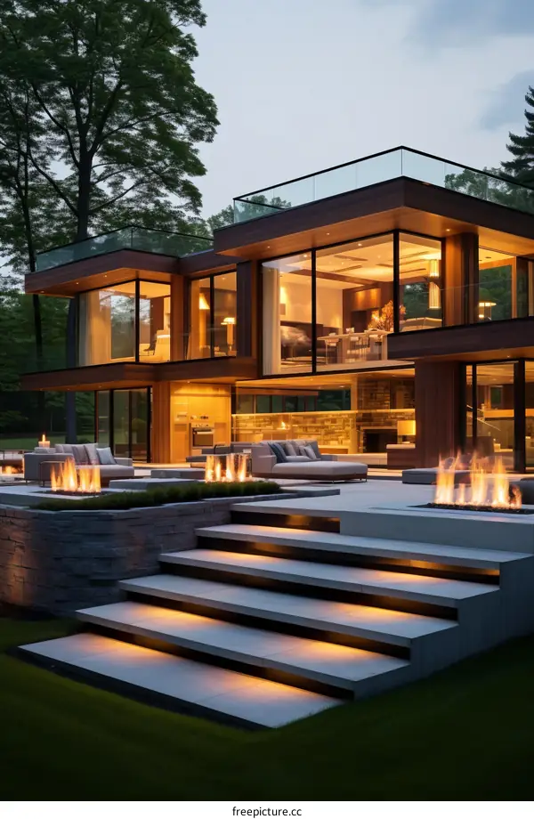 Modern luxury house with pool and terrace